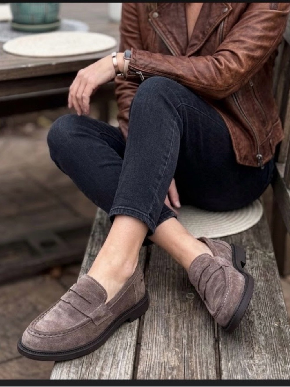 Blondo waterproof leather Brown Suede Penny Loafers for Women